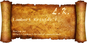 Lambert Kristóf névjegykártya