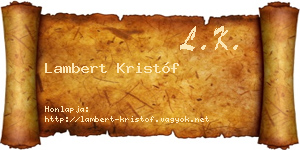 Lambert Kristóf névjegykártya